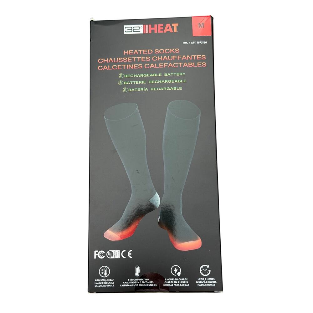 Rechargeable Heated Socks, 32 Degrees, Battery Powered Warming Warm Socks Medium